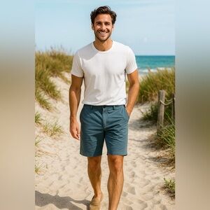 J Crew Stretch Men's Blue Shorts Size 34 10.5 inch inseam Preppy Comfort NWT